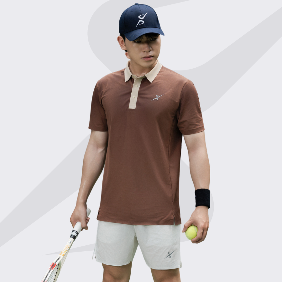 Áo polo thể thao nam VeliX Active Daily Polo Seamless Dark Brown