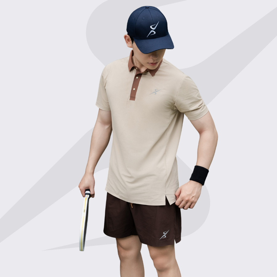 Áo polo thể thao nam VeliX Active Daily Polo Seamless Light Beige